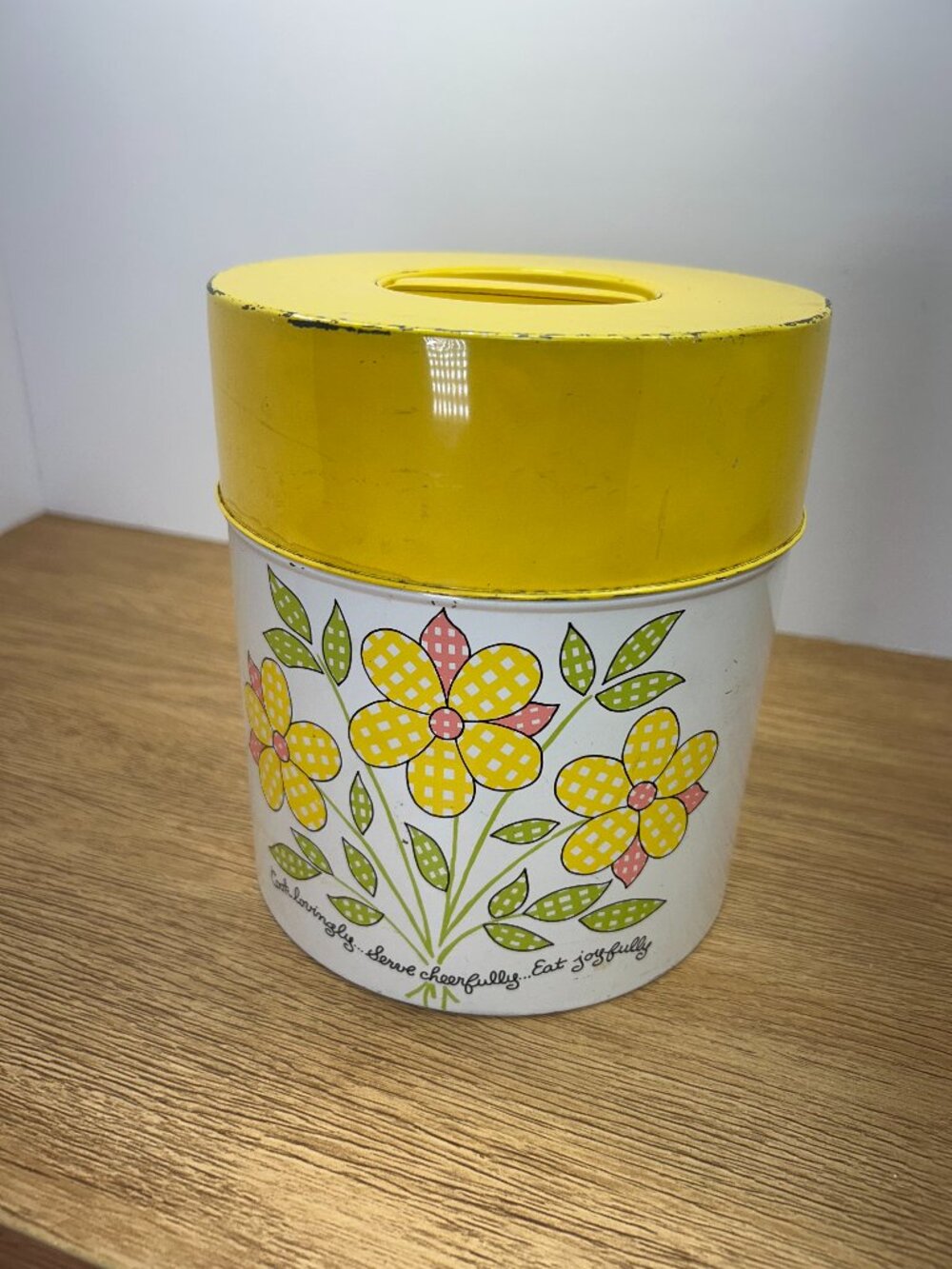 Vintage A Lorrie Design Floral Metal Container MCM Storage Canister